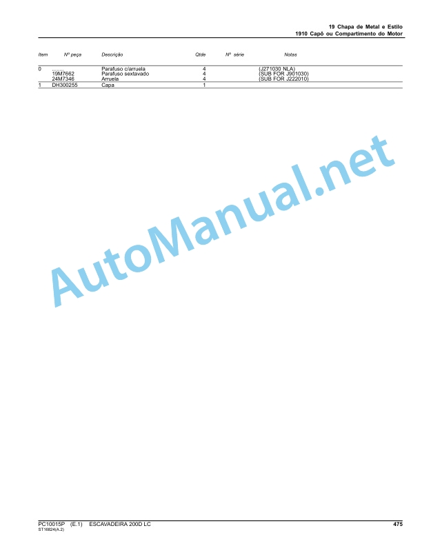 John Deere ESCAVADEIRA 200D LC Parts Catalog PC10015P Jan-12 Portuguese 4 John Deere ESCAVADEIRA 200D LC Parts Catalog PC10015P Jan-12 Portuguese - Image 4