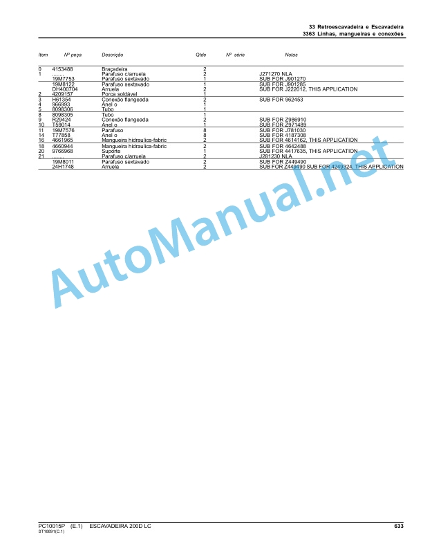 John Deere ESCAVADEIRA 200D LC Parts Catalog PC10015P Jan-12 Portuguese 5 John Deere ESCAVADEIRA 200D LC Parts Catalog PC10015P Jan-12 Portuguese - Image 5