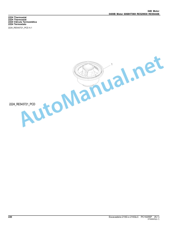 Alternative view of John Deere Excavator 210G and 210GLC Parts Catalog PC10255P 2014 Portuguese