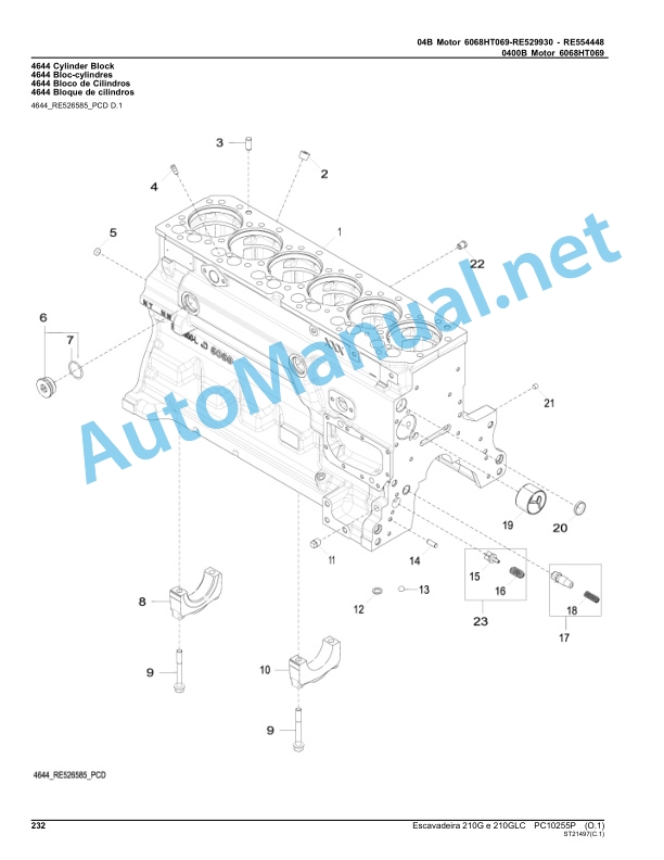 Alternative view of John Deere Excavator 210G and 210GLC Parts Catalog PC10255P Dec-16 Portuguese