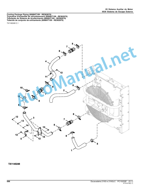 John Deere Excavator 210G and 210GLC Parts Catalog PC10255P Dec-16 Portuguese 4 John Deere Excavator 210G and 210GLC Parts Catalog PC10255P Dec-16 Portuguese - Image 4