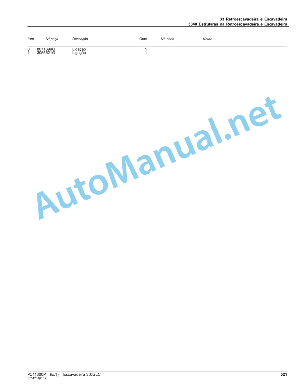 John Deere Excavator 350GLC Parts Catalog PC11300P 2016 Portuguese 5 John Deere Excavator 350GLC Parts Catalog PC11300P 2016 Portuguese - Image 5