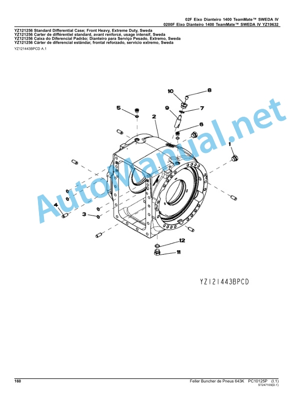 Alternative view of John Deere Feller Buncher de Pneus 643K Parts Catalog PC10125P March 2013 Portuguese