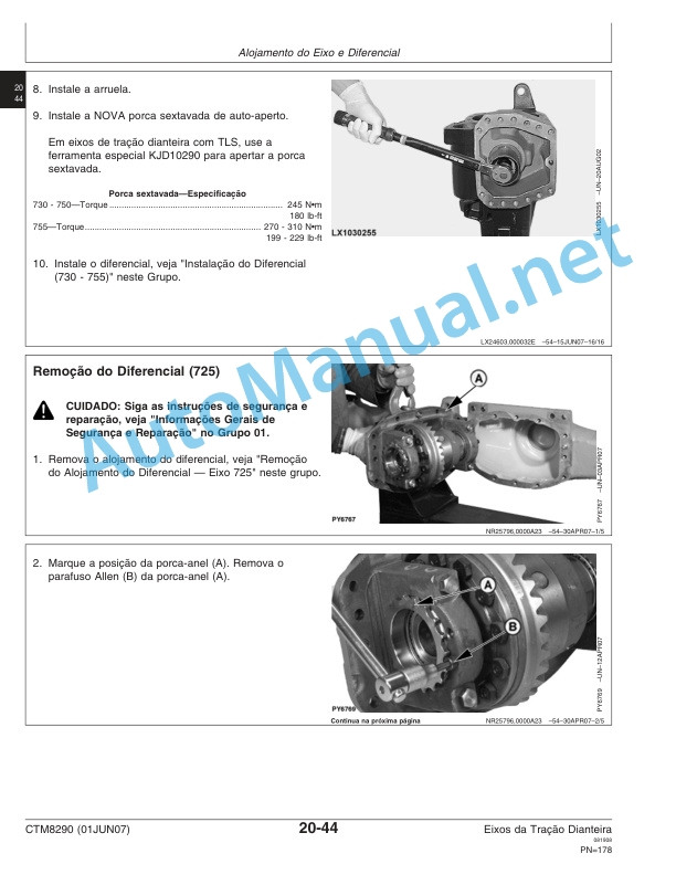 John Deere Front Axle 725, 730, 733, 740, 745, 750 and 755 Component Technical Manual CTM8290 01 Jun 2007 Portuguese 5 John Deere Front Axle 725, 730, 733, 740, 745, 750 and 755 Component Technical Manual CTM8290 01 Jun 2007 Portuguese - Image 5