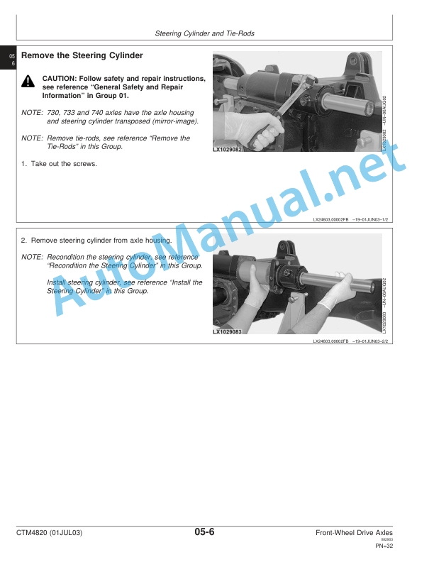 Alternative view of John Deere Front-Wheel Drive Axles 730, 733, 740, 745 and 750 Component Technical Manual CTM4820 01JUL03