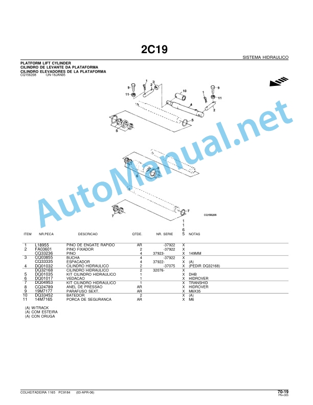 John Deere Harvester 1165 Parts Catalog PC9184P 03ABR06 Portuguese 3 John Deere Harvester 1165 Parts Catalog PC9184P 03ABR06 Portuguese - Image 3