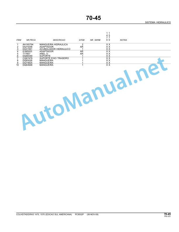 John Deere Harvester 1470 and 1570 Parts Catalog PC8502P Portuguese 3 John Deere Harvester 1470 and 1570 Parts Catalog PC8502P Portuguese - Image 3