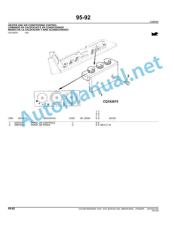 John Deere Harvester 1470 and 1570 Parts Catalog PC8502P Portuguese 4 John Deere Harvester 1470 and 1570 Parts Catalog PC8502P Portuguese - Image 4