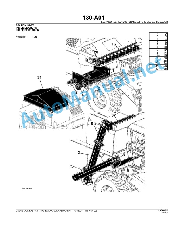 John Deere Harvester 1470 and 1570 Parts Catalog PC8502P Portuguese 5 John Deere Harvester 1470 and 1570 Parts Catalog PC8502P Portuguese - Image 5