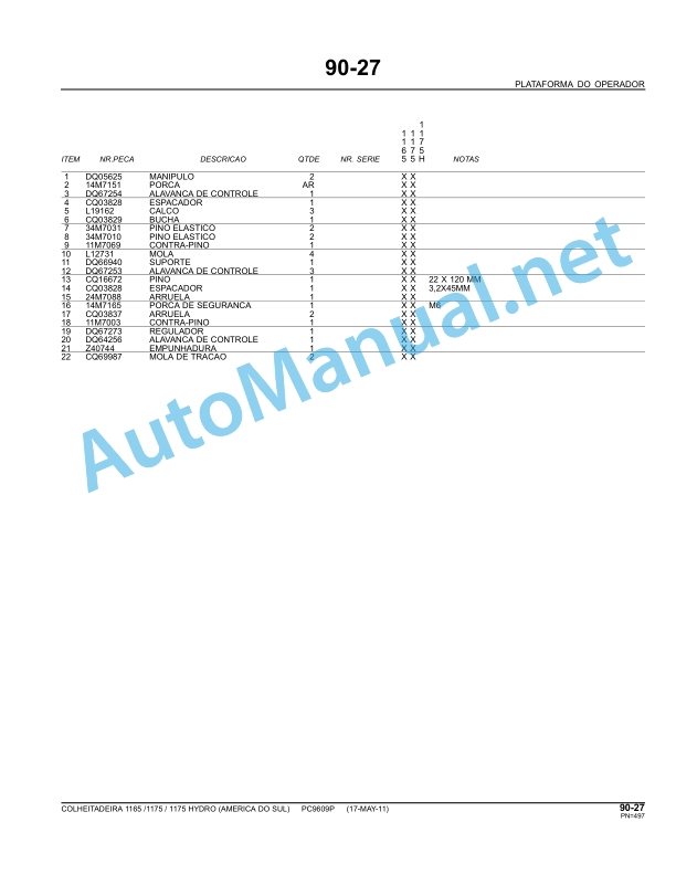 John Deere HARVESTERS 1165, 1175 AND 1175HYDRO Parts Catalog PC6909P 03-JUN-11 Portuguese 4 John Deere HARVESTERS 1165, 1175 AND 1175HYDRO Parts Catalog PC6909P 03-JUN-11 Portuguese - Image 4