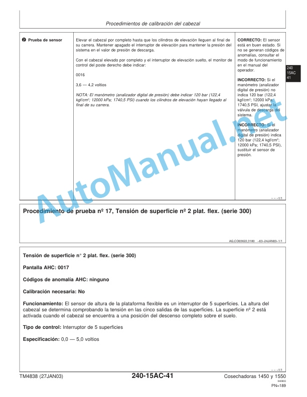 John Deere Harvesters 1450 1550 CWS and WTS Technical Manual TM4838 27 January 2003 Spanish 3 John Deere Harvesters 1450 1550 CWS and WTS Technical Manual TM4838 27 January 2003 Spanish - Image 3
