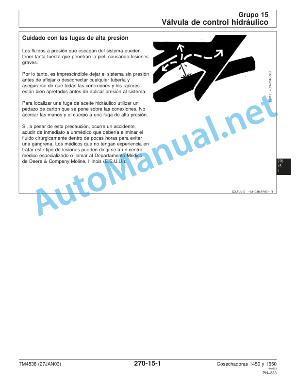 John Deere Harvesters 1450 1550 CWS and WTS Technical Manual TM4838 27 January 2003 Spanish 5 John Deere Harvesters 1450 1550 CWS and WTS Technical Manual TM4838 27 January 2003 Spanish - Image 5