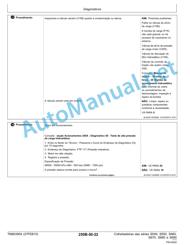 John Deere Harvesters series S540, S550, S660, S670, S680 and S690 Technical Manual TM803954 27 February 2015 Portuguese 5 John Deere Harvesters series S540, S550, S660, S670, S680 and S690 Technical Manual TM803954 27 February 2015 Portuguese - Image 5