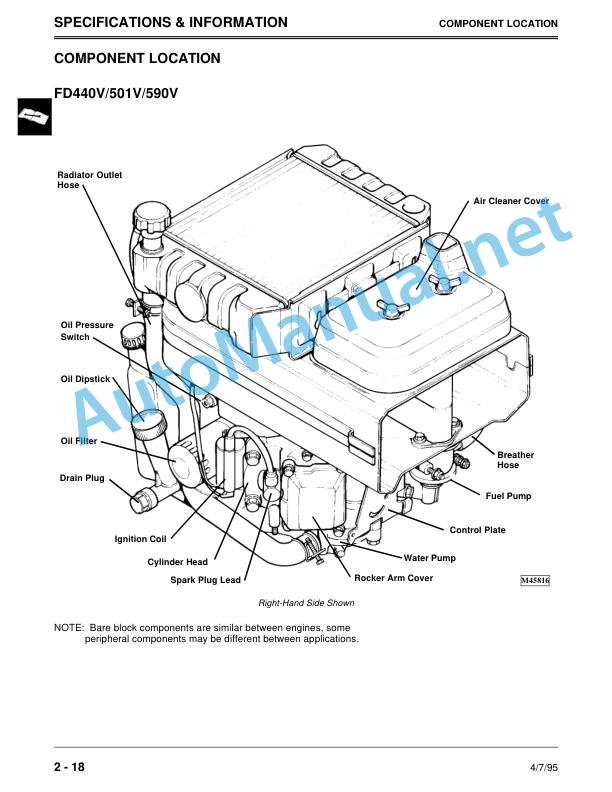 Alternative view of John Deere K Series Liquid-cooled Engines Component Technical Manual CTM39 (Oct93)