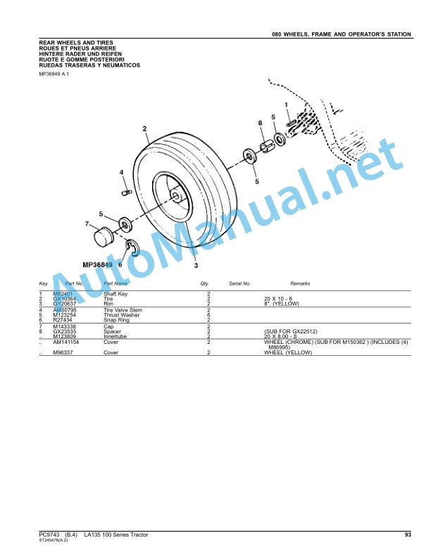 John Deere LA135 100 Series Tractor Parts Catalog PC9743 Apr-11 4 John Deere LA135 100 Series Tractor Parts Catalog PC9743 Apr-11 - Image 4