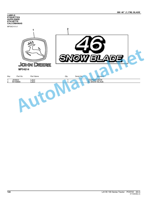 John Deere LA135 100 Series Tractor Parts Catalog PC9743 Apr-11 5 John Deere LA135 100 Series Tractor Parts Catalog PC9743 Apr-11 - Image 5