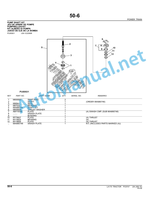 John Deere LA175 100 Series Tractor Parts Catalog PC9747 Jul-10 3 John Deere LA175 100 Series Tractor Parts Catalog PC9747 Jul-10 - Image 3
