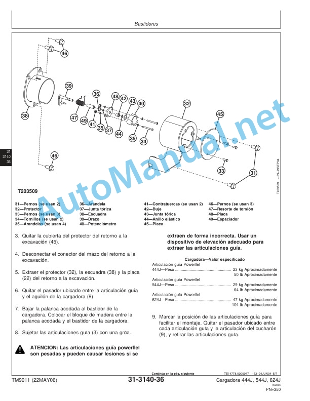 John Deere Loader 444J, 544J, 624J Technical Manual TM9011 22 May 2006 Spanish 5 John Deere Loader 444J, 544J, 624J Technical Manual TM9011 22 May 2006 Spanish - Image 5