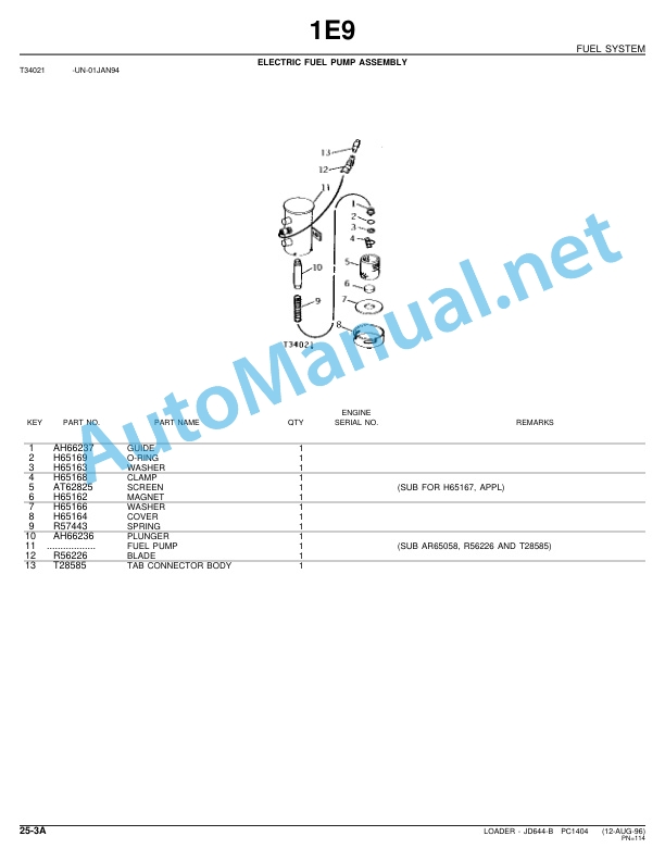 Alternative view of John Deere Loader JD644-B Parts Catalog PC1404 02-Jun-88