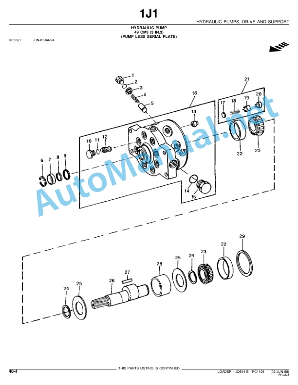 John Deere Loader JD644-B Parts Catalog PC1404 02-Jun-88 3 John Deere Loader JD644-B Parts Catalog PC1404 02-Jun-88 - Image 3