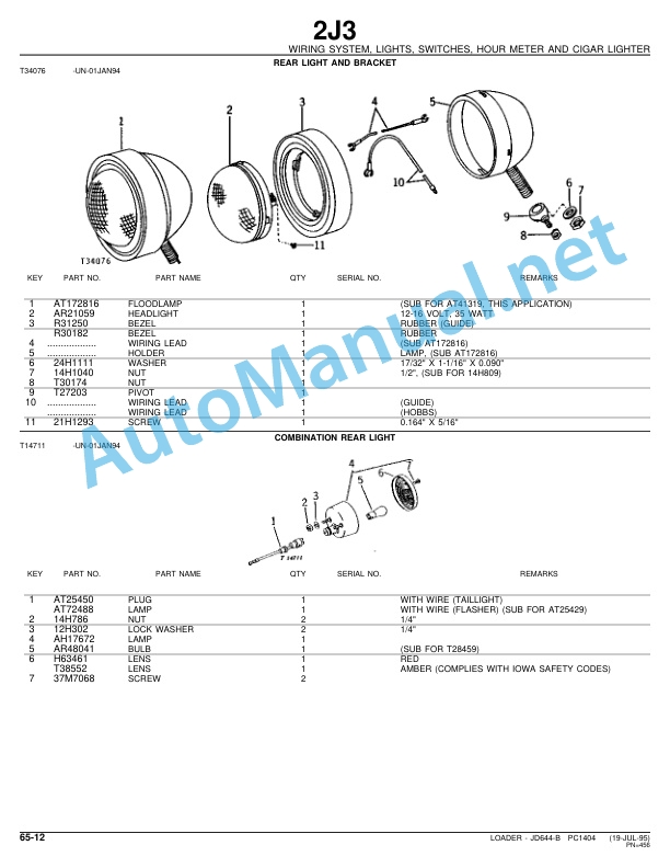 John Deere Loader JD644-B Parts Catalog PC1404 02-Jun-88 5 John Deere Loader JD644-B Parts Catalog PC1404 02-Jun-88 - Image 5