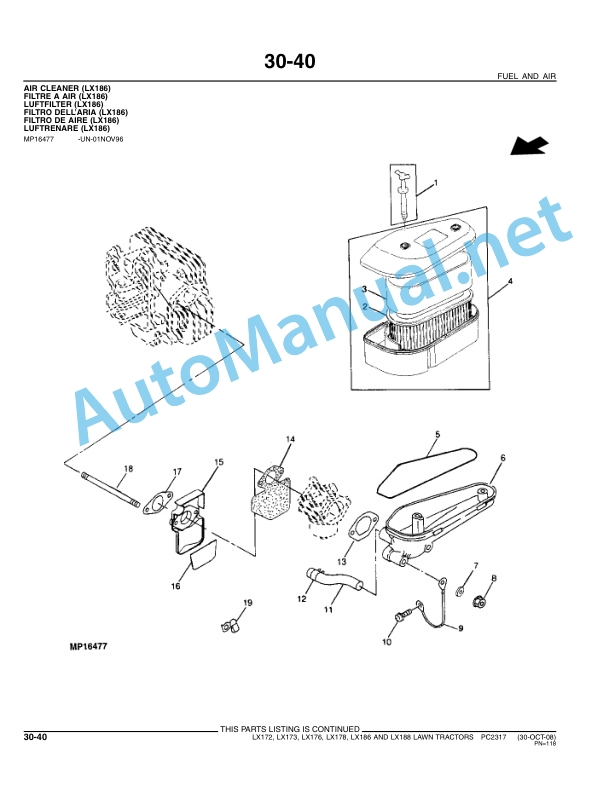 John Deere LX172, LX173, LX176, LX178, LX186, LX188 Lawn Tractors Parts Catalog PC2317 OCT-08 3 John Deere LX172, LX173, LX176, LX178, LX186, LX188 Lawn Tractors Parts Catalog PC2317 OCT-08 - Image 3