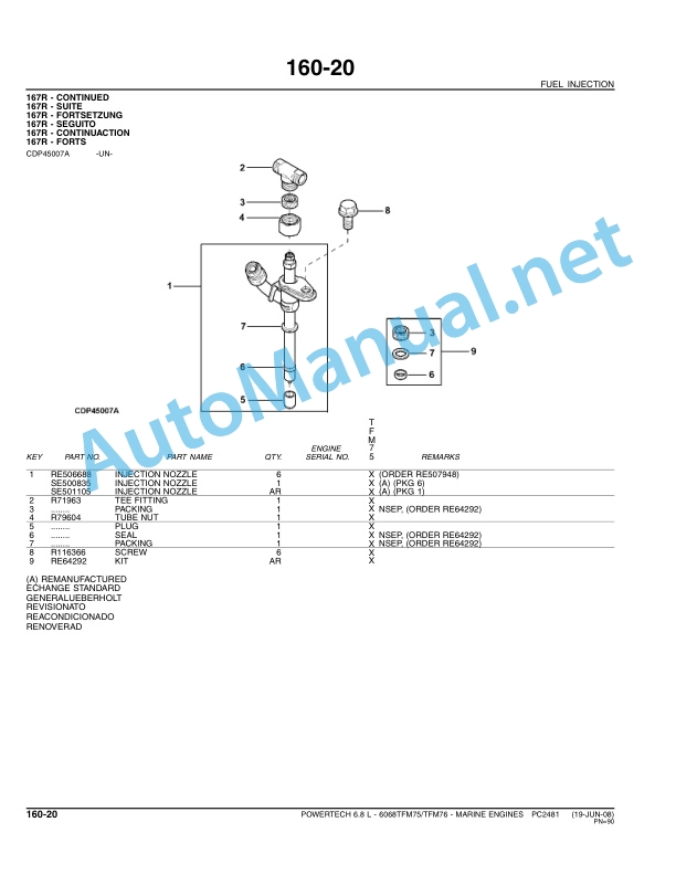 Alternative view of John Deere Marine Engines 6068TFM75-6068TFM76 Parts Catalog PC2481 Jun-08