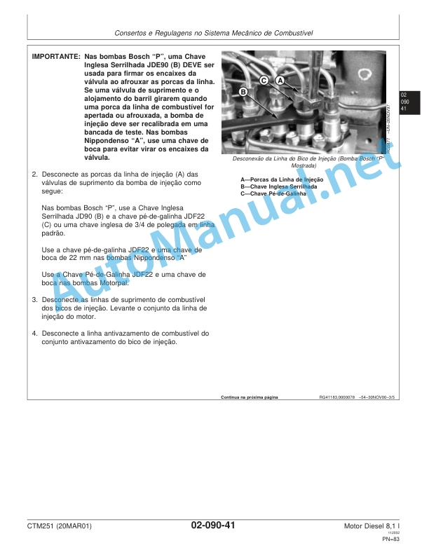 John Deere Mechanical Fuel Systems of Diesel Engine 8.1 L Component Technical Manual CTM251 20MAR01 Portuguese 3 John Deere Mechanical Fuel Systems of Diesel Engine 8.1 L Component Technical Manual CTM251 20MAR01 Portuguese - Image 3