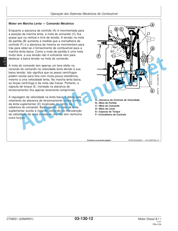 John Deere Mechanical Fuel Systems of Diesel Engine 8.1 L Component Technical Manual CTM251 20MAR01 Portuguese 4 John Deere Mechanical Fuel Systems of Diesel Engine 8.1 L Component Technical Manual CTM251 20MAR01 Portuguese - Image 4