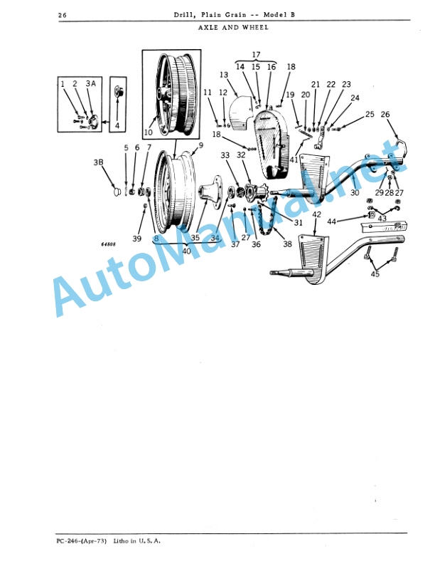 Alternative view of John Deere Model B Plain Grain Drill Parts Catalog PC246