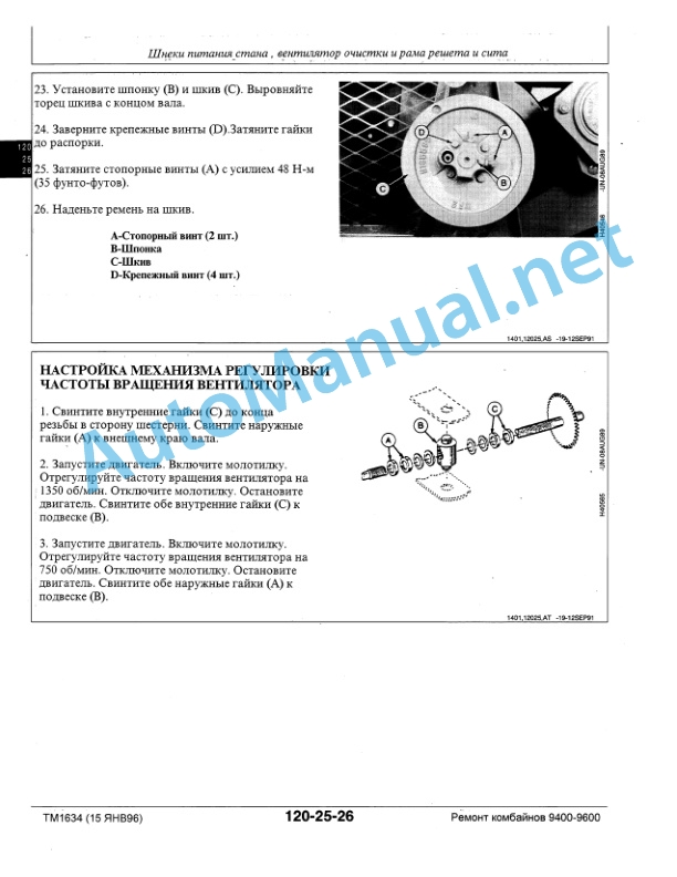 John Deere Models 9400, 9500 and 9600 Combines Technical Manual TM1634 March 15, 1996 Russian-5