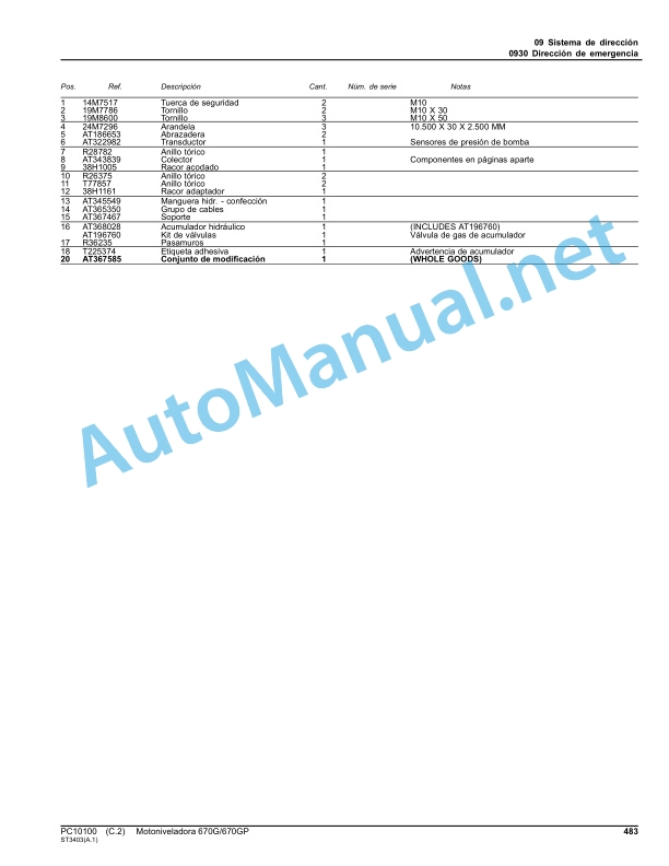 John Deere Motor Grader 670G 670GP Parts Catalog PC10100 Jun-10 Spanish 3 John Deere Motor Grader 670G 670GP Parts Catalog PC10100 Jun-10 Spanish - Image 3