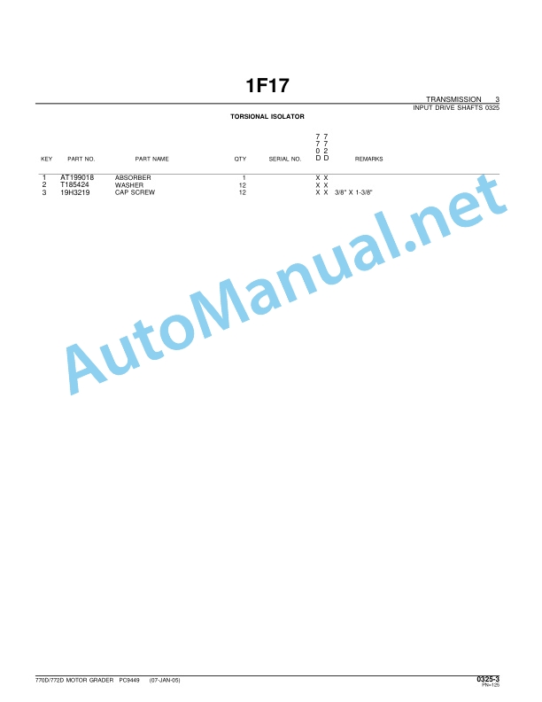 Alternative view of John Deere Motor Grader 770D 772D Parts Catalog PC9449 January 2005