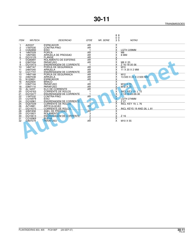 John Deere Plantadeiras 803 e 805 Parts Catalog PC9190P 03-OCT-07 Portuguese 3 John Deere Plantadeiras 803 e 805 Parts Catalog PC9190P 03-OCT-07 Portuguese - Image 3