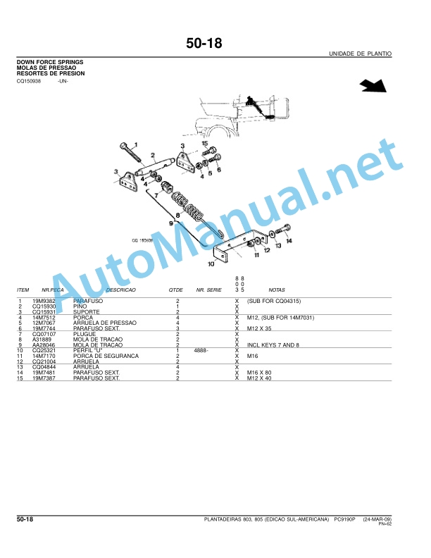 John Deere Plantadeiras 803 e 805 Parts Catalog PC9190P 24-MAR-09 Portuguese 5 John Deere Plantadeiras 803 e 805 Parts Catalog PC9190P 24-MAR-09 Portuguese - Image 5