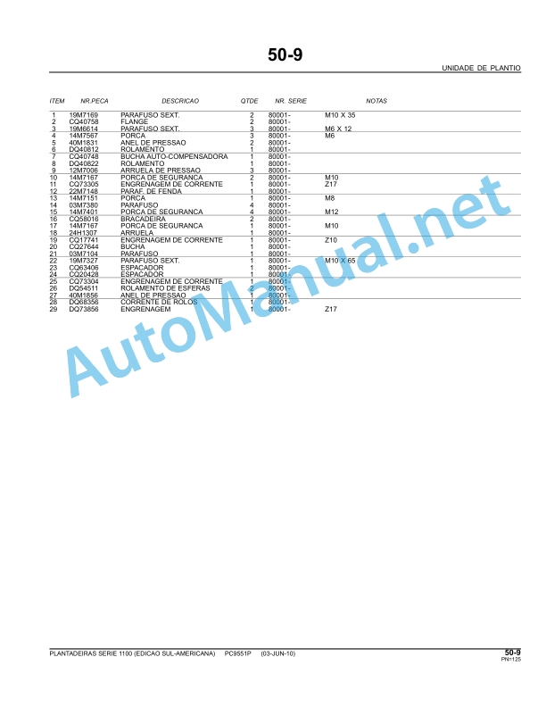 John Deere Plantadeiras serie 1100 Parts Catalog PC9551P 03-Jun-10 Portuguese 4 John Deere Plantadeiras serie 1100 Parts Catalog PC9551P 03-Jun-10 Portuguese - Image 4