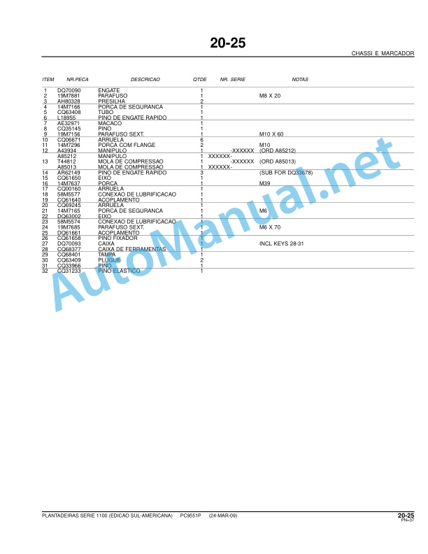 John Deere Plantadeiras serie 1100 Parts Catalog PC9551P 24 March 2009 Portuguese 2 John Deere Plantadeiras serie 1100 Parts Catalog PC9551P 24 March 2009 Portuguese - Image 2