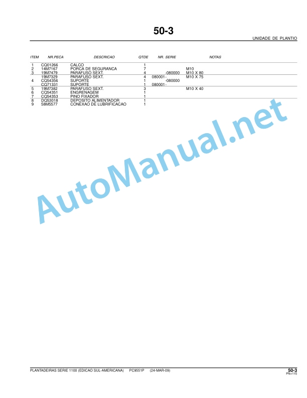 John Deere Plantadeiras serie 1100 Parts Catalog PC9551P 24 March 2009 Portuguese 4 John Deere Plantadeiras serie 1100 Parts Catalog PC9551P 24 March 2009 Portuguese - Image 4