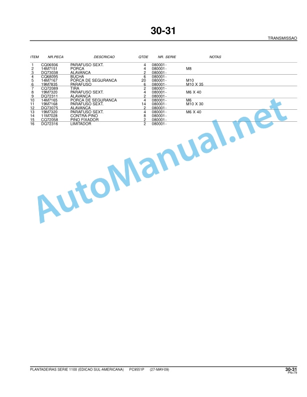 John Deere Plantadeiras serie 1100 Parts Catalog PC9551P 27-May-09 Portuguese 3 John Deere Plantadeiras serie 1100 Parts Catalog PC9551P 27-May-09 Portuguese - Image 3
