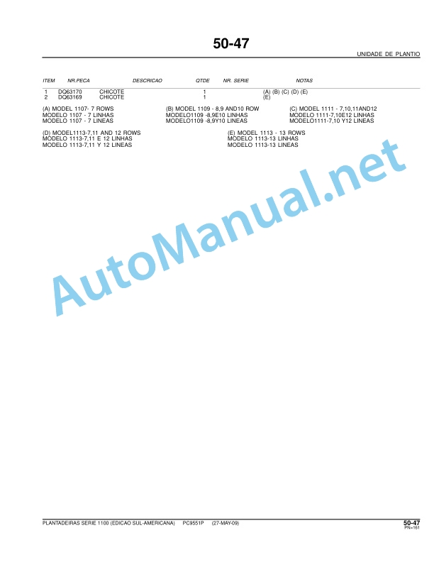 John Deere Plantadeiras serie 1100 Parts Catalog PC9551P 27-May-09 Portuguese 5 John Deere Plantadeiras serie 1100 Parts Catalog PC9551P 27-May-09 Portuguese - Image 5
