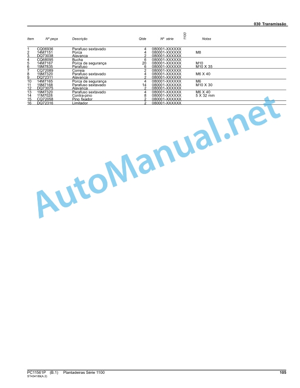 John Deere Plantadeiras Serie 1100, Plantadeiras 1111 Parts Catalog PC11561P fev-14 (February 2014) Portuguese 3 John Deere Plantadeiras Serie 1100, Plantadeiras 1111 Parts Catalog PC11561P fev-14 (February 2014) Portuguese - Image 3