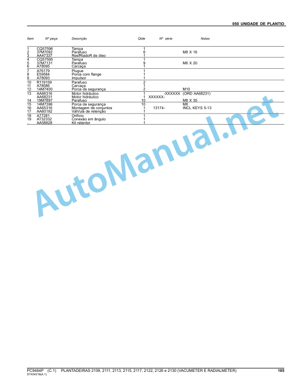 John Deere PLANTADEIRAS SERIE 2100 VACUMETER E RADIALMETER Parts Catalog PC9464P jan-13 (Jan-2013) Portuguese 4 John Deere PLANTADEIRAS SERIE 2100 VACUMETER E RADIALMETER Parts Catalog PC9464P jan-13 (Jan-2013) Portuguese - Image 4