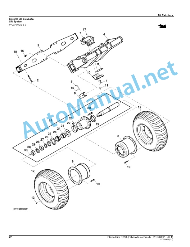 Alternative view of John Deere Planter DB90 (Manufactured in Brazil) Parts Catalog PC12000P August 2013 Portuguese