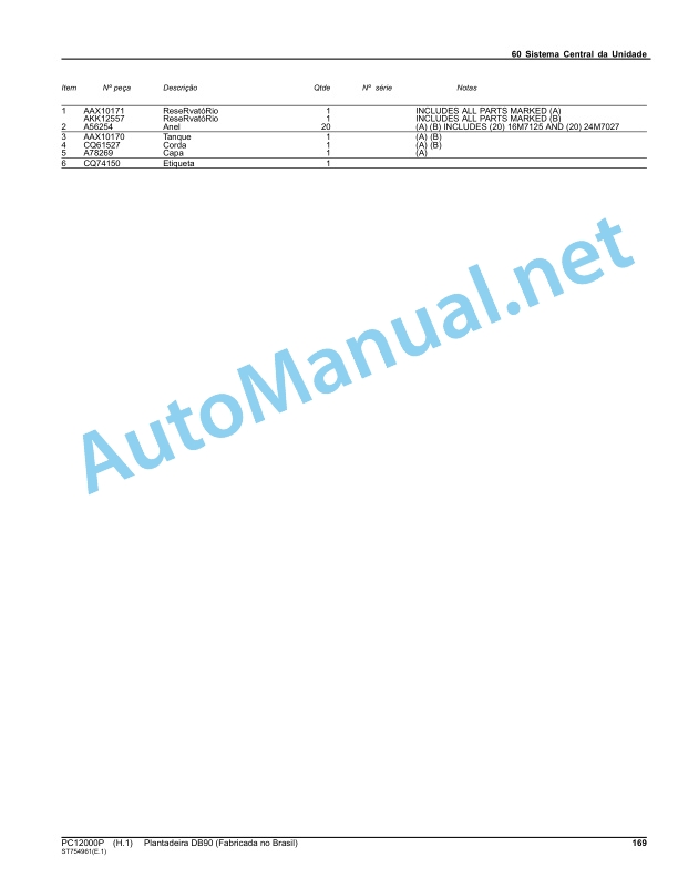 John Deere Planter DB90 (Manufactured in Brazil) Parts Catalog PC12000P August 2013 Portuguese 5 John Deere Planter DB90 (Manufactured in Brazil) Parts Catalog PC12000P August 2013 Portuguese - Image 5