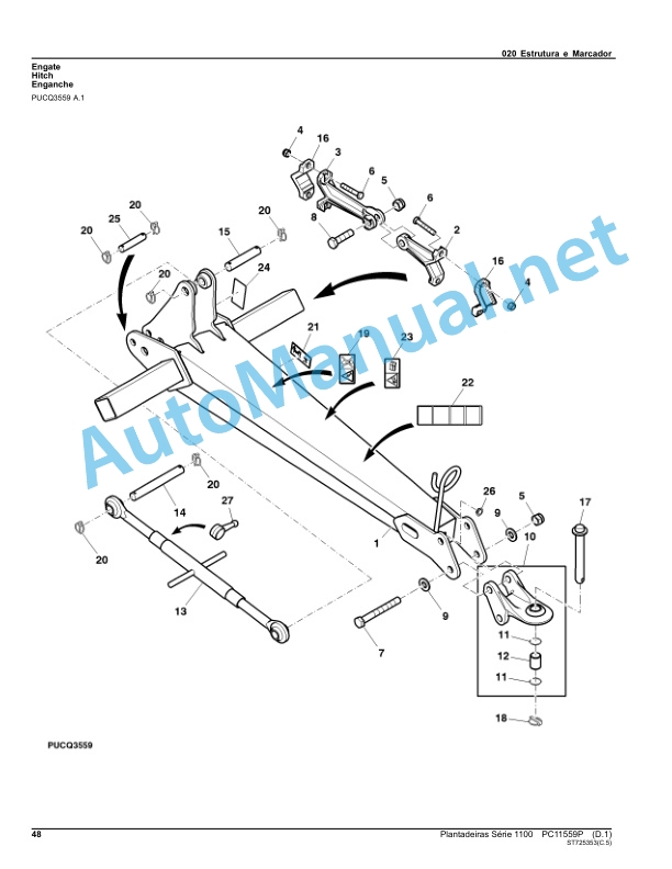 Alternative view of John Deere Planters Series 1100 Parts Catalog PC11559P February 2014 Portuguese