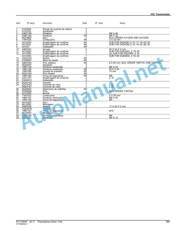 John Deere Planters Series 1100 Parts Catalog PC11560P February 2014 Portuguese 3 John Deere Planters Series 1100 Parts Catalog PC11560P February 2014 Portuguese - Image 3