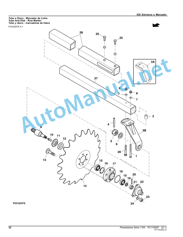 Alternative view of John Deere Planters Series 1100 Parts Catalog PC11562P Jan-14 Portuguese