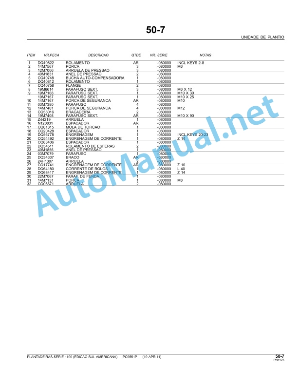 John Deere Planters series 1100 Parts Catalog PC9551P 19-APR-11 Portuguese 4 John Deere Planters series 1100 Parts Catalog PC9551P 19-APR-11 Portuguese - Image 4