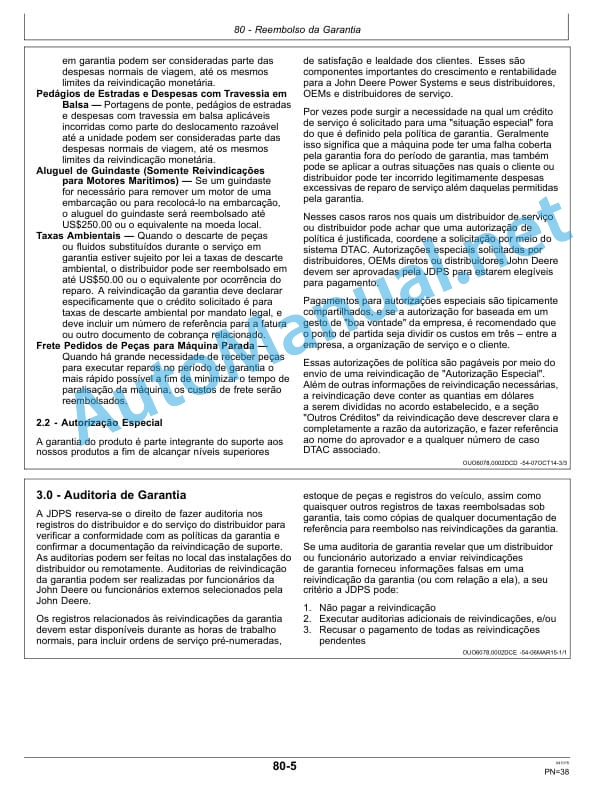 John Deere Power Systems SERVICE ADMINISTRATION Manual SAMOEM01 01APR15 Portuguese 3 John Deere Power Systems SERVICE ADMINISTRATION Manual SAMOEM01 01APR15 Portuguese - Image 3