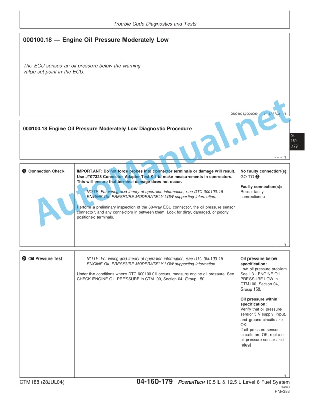 John Deere POWERTECH 10.5 L and 12.5 L Diesel Engines Level 6 Electronic Fuel Systems With Lucas EUIs Technical Manual 28JUL04 4 John Deere POWERTECH 10.5 L and 12.5 L Diesel Engines Level 6 Electronic Fuel Systems With Lucas EUIs Technical Manual 28JUL04 - Image 4